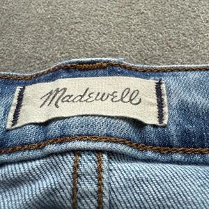 Madewell Light Blue Curvy Denim Jeans with Brown Contrast Stitching